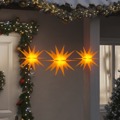 Estrelas da Morávia Dobráveis com Luzes LED 3 pcs Amarelo