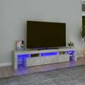 Móvel de Tv com Luzes LED 200x36,5x40 cm Cinzento Cimento