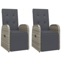 Cadeiras de Jardim Reclináveis C/ Almofadões 2pcs Vime Pe Cinza