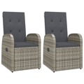 Cadeiras de Jardim Reclináveis C/ Almofadões 2pcs Vime Pe Cinza