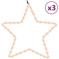 Figura Natalícia de Estrelas + 48 Leds 3pcs 56 cm Branco Quente