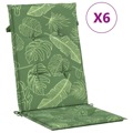 Almofadões Cadeira de Encosto Alto 6 pcs Tecido Folhas