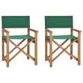 Cadeiras de Realizador Dobráveis 2 pcs Teca Maciça Verde