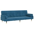 Sofá-cama com Almofadões Veludo Azul