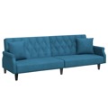 Sofá-cama com Apoio de Braços Veludo Azul