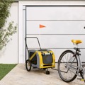 Reboque Bicicleta P/ Animais Tecido Oxford/ferro Amarelo/cinza