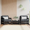 Cadeiras de Jardim C/ Almofadões 2 pcs Pinho Maciço Preto