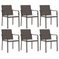 Cadeiras Jardim C/ Almofadões 6pcs 56x59x84 cm Vime Pe Castanho