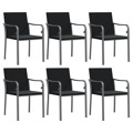 Cadeiras Jardim C/ Almofadões 6pcs 56x59x84 cm Vime Pe Preto