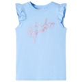 T-shirt P/ Criança Manga C/ Folhos e Estampa Brilhante Azul-claro 116