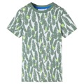 T-shirt para Criança com Estampa de Folhas Cor Cru e Hera-escuro 116