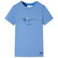T-shirt para Criança com Estampa de Dinossauro Azul-médio 128
