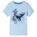 T-shirt para Criança com Estampa de Tubarão Azul-claro 116