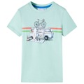 T-shirt para Criança com Estampa de Autocarro Menta-claro 116