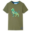 T-shirt de Criança com Estampa de Leão Cor Caqui 92