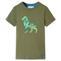 T-shirt de Criança com Estampa de Leão Cor Caqui 104