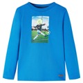 T-shirt Manga Comprida P/ Criança Estampa Futebolista Azul-cobalto 104