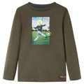 T-shirt Manga Comprida P/ Criança C/ Estampa Futebolista Cor Caqui 104