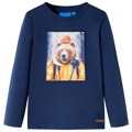 T-shirt Manga Comprida P/ Criança C/ Estampa Urso Azul Mesclado 140