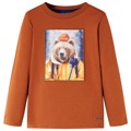 T-shirt Manga Comprida P/ Criança Estampa de Urso Laranja-queimado 92