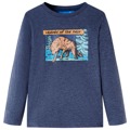 T-shirt Manga Comprida P/ Criança C/ Lobo Azul-escuro Mesclado 104