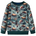 Sweatshirt para Criança C/ Estampa de Bisonte e águia Verde-escuro 128