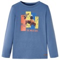 T-shirt Manga Comprida P/ Criança C/ Bisonte e águia Azul Mesclado 116