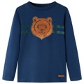 T-shirt Manga Comprida P/ Criança C/ Estampa de Urso Azul-marinho 92