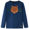 T-shirt Manga Comprida P/ Criança C/ Estampa de Urso Azul-marinho 116