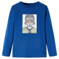 T-shirt Manga Comprida P/ Criança C/ Estampa de Tigre Azul-escuro 140