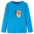 T-shirt Manga Comprida P/ Criança C/ Estampa de Tigre Azul Cobalto 116
