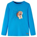 T-shirt Manga Comprida P/ Criança C/ Estampa de Tigre Azul Cobalto 128