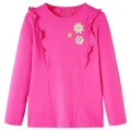 T-shirt Manga Comprida P/ Criança C/ Estampa de Flores Rosa-escuro 104