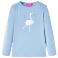 T-shirt Manga Comprida P/ Criança C/ Estampa de Cisne Azul-claro 104