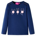 T-shirt Manga Comprida P/ Criança Estampa de Animais Azul-marinho 104