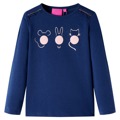 T-shirt Manga Comprida P/ Criança Estampa de Animais Azul-marinho 128