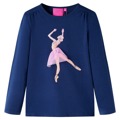 T-shirt Manga Comprida P/ Criança Estampa de Bailarina Azul-marinho 92