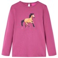 T-shirt Manga Comprida P/ Criança Estampa de Cavalo Cor Framboesa 104