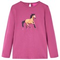 T-shirt Manga Comprida P/ Criança Estampa de Cavalo Cor Framboesa 116