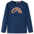T-shirt Manga Comprida P/ Criança Estampa Arco-íris Azul-marinho 104