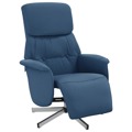 Cadeira Reclinável C/ Apoio de Pés Tecido Azul