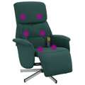Cadeira Massagens Reclinável C/ Apoio Pés Tecido Verde-escuro