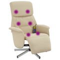 Cadeira de Massagens Reclinável com Apoio de Pés Tecido Creme