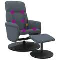 Cadeira Massagens Reclinável C/ Apoio Pés Veludo Cinza-escuro