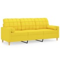 Sofá 3 Lugares + Almofadas Decoração 180cm Tecido Amarelo-claro