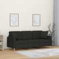 Sofá 3 Lugares + Almofadas Decorativas 180 cm Tecido Preto