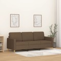 Sofá de 3 Lugares Tecido 180 cm Castanho