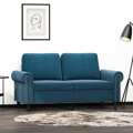 Sofá de 2 Lugares Veludo 120 cm Azul