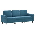 Sofá de 3 Lugares 180 cm Veludo Azul