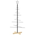 árvore de Natal de Metal com Base em Madeira 120 cm Preto